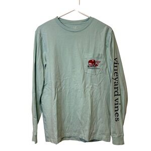 Vineyard‎ Vines Pond Hockey Whale Long Sleeve T Shirt Adult S Light Blue Cotton